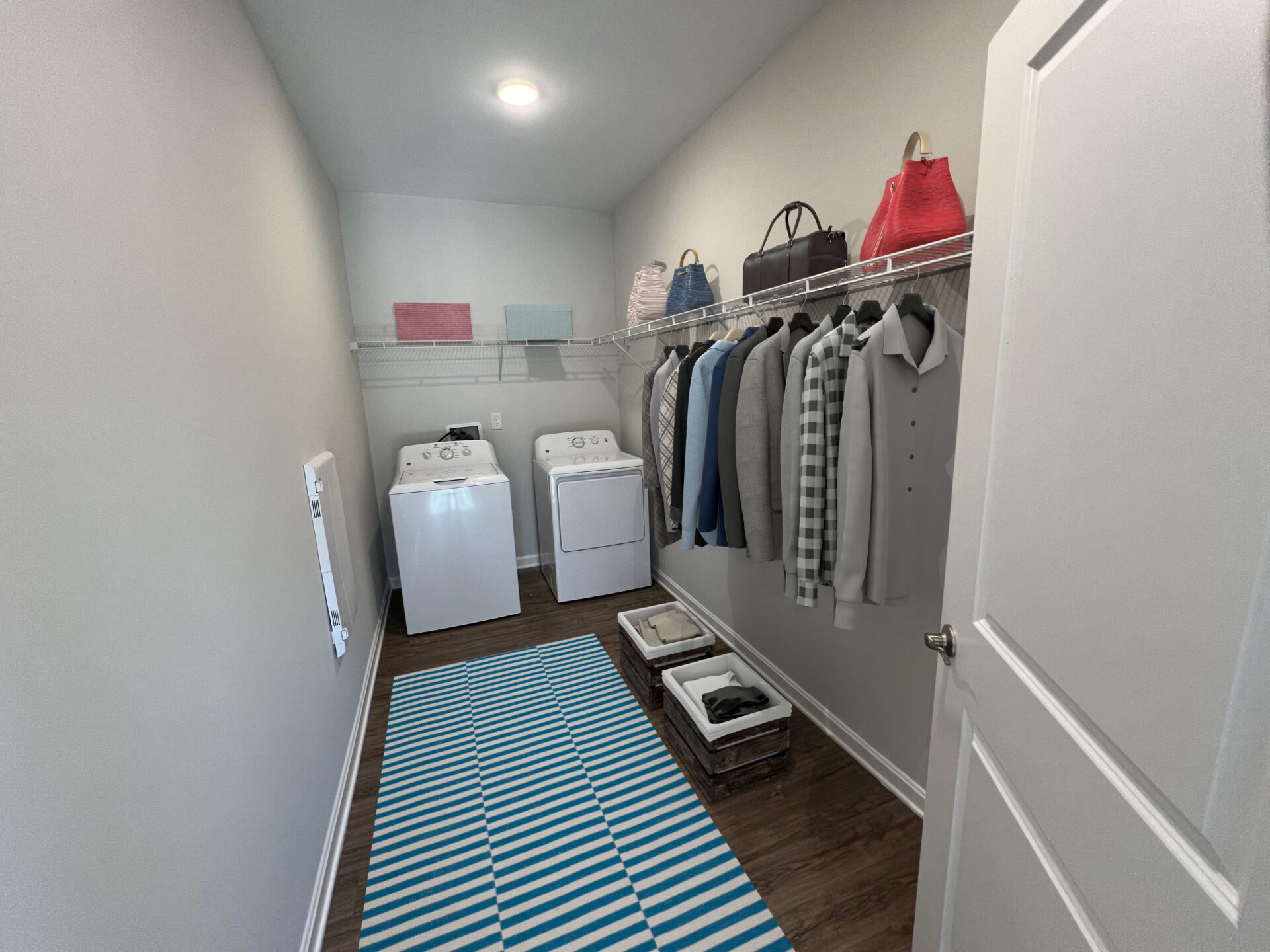 Glow 1 Bedroom Closet Wooden bench in the park area
